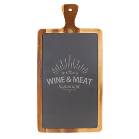 16" x 7 3/4" Acacia Wood/Slate Cutting Board