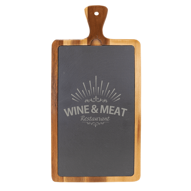 16" x 7 3/4" Acacia Wood/Slate Cutting Board