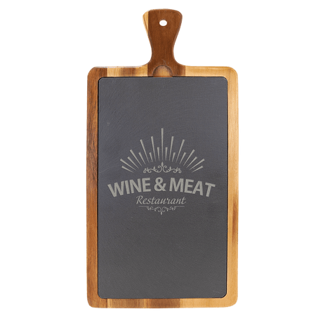 16" x 7 3/4" Acacia Wood/Slate Cutting Board