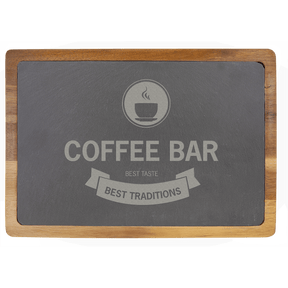 13" x 9" Acacia Wood/Slate Cutting Board