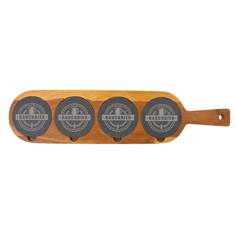 18 1/2" x 4 1/4" Acacia Wood/Slate Serving Board