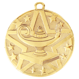 Gold 2" Superstar Lamp of Knowledge Medal