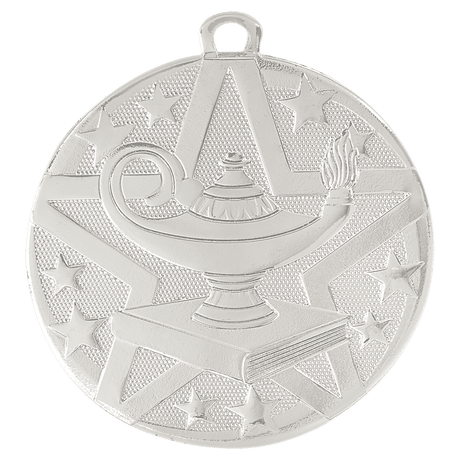 Silver 2" Superstar Lamp of Knowledge Medal