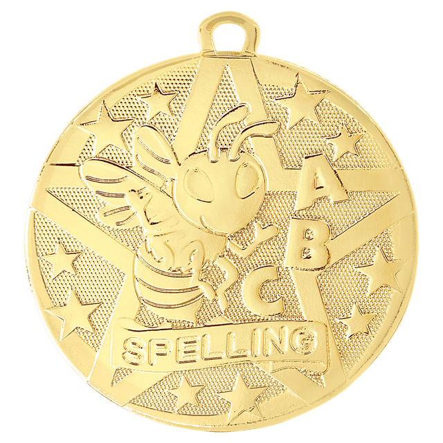 Gold 2" Superstar Spelling Medal