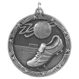 Antique Silver 1 3/4" Soccer Shooting Star Medal