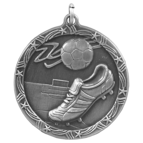 Antique Silver 1 3/4" Soccer Shooting Star Medal