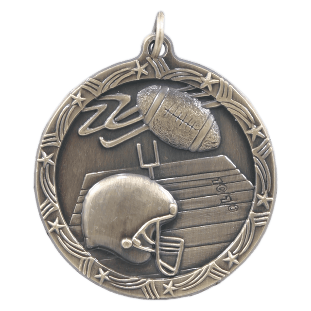 Antique Gold 1 3/4" Football Shooting Star Medal