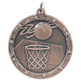 Antique Bronze 1 3/4" Basketball Shooting Star Medal