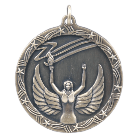 Antique Gold 1 3/4" Victory Shooting Star Medal
