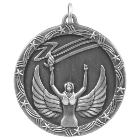Antique Silver 1 3/4" Victory Shooting Star Medal