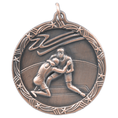 Antique Bronze 1 3/4" Wrestling Shooting Star Medal