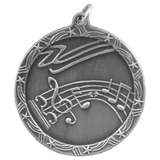 Antique Silver 1 3/4" Music Shooting Star Medal