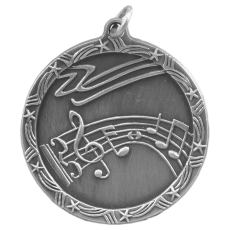 Antique Silver 1 3/4" Music Shooting Star Medal