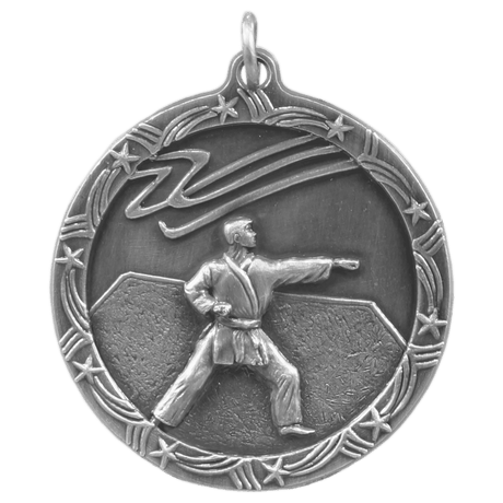 Antique Silver 1 3/4" Martial Arts Shooting Star Medal