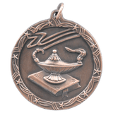 Antique Bronze 1 3/4" Lamp of Knowledge Shooting Star Medal