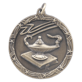 Antique Gold 1 3/4" Lamp of Knowledge Shooting Star Medal
