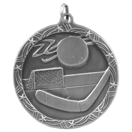 Antique Silver 1 3/4" Hockey Shooting Star Medal