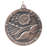 Antique Bronze 1 3/4" Swimming Shooting Star Medal