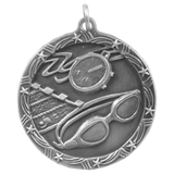 Antique Silver 1 3/4" Swimming Shooting Star Medal