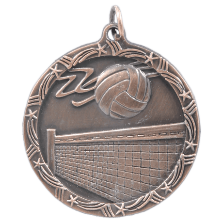 Antique Bronze 1 3/4" Volleyball Shooting Star Medal