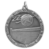 Antique Silver 1 3/4" Volleyball Shooting Star Medal