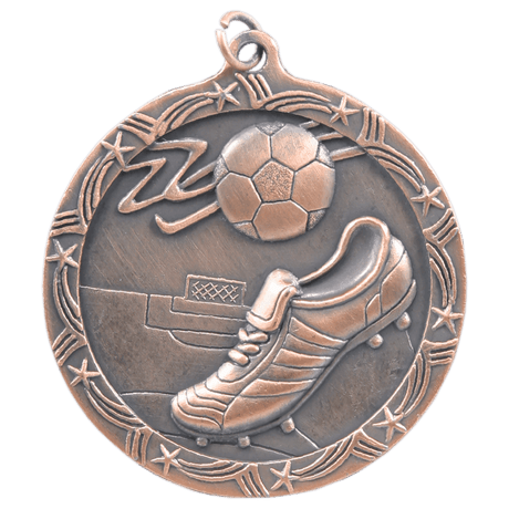Antique Bronze 2 1/2" Soccer Shooting Star Medal