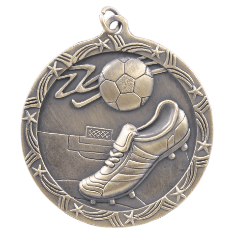 Antique Gold 2 1/2" Soccer Shooting Star Medal