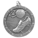 Antique Silver 2 1/2" Soccer Shooting Star Medal