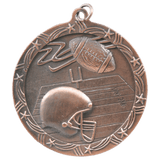 Antique Bronze 2 1/2" Football Shooting Star Medal