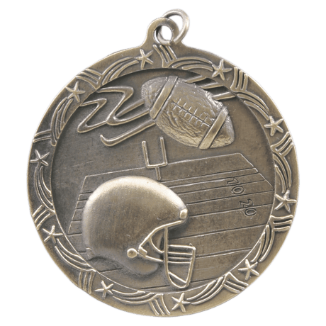 Antique Gold 2 1/2" Football Shooting Star Medal