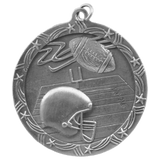 Antique Silver 2 1/2" Football Shooting Star Medal