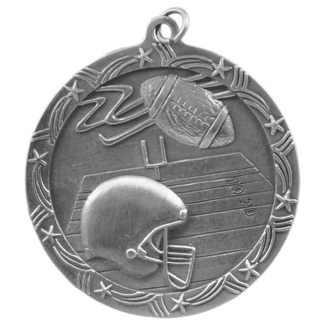 Antique Silver 2 1/2" Football Shooting Star Medal