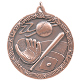 Antique Bronze 2 1/2" Baseball/Softball Shooting Star Medal