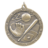 Antique Gold 2 1/2" Baseball/Softball Shooting Star Medal