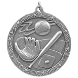 Antique Silver 2 1/2" Baseball/Softball Shooting Star Medal
