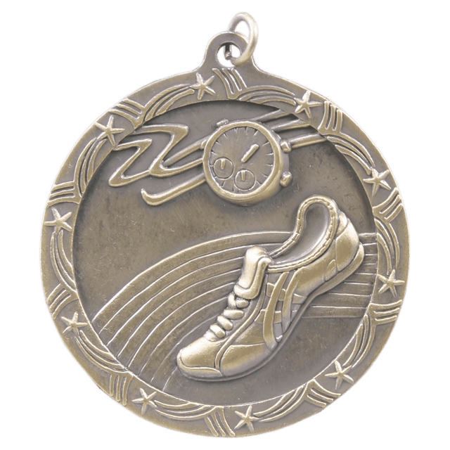 Antique Gold 2 1/2" Track Shooting Star Medal