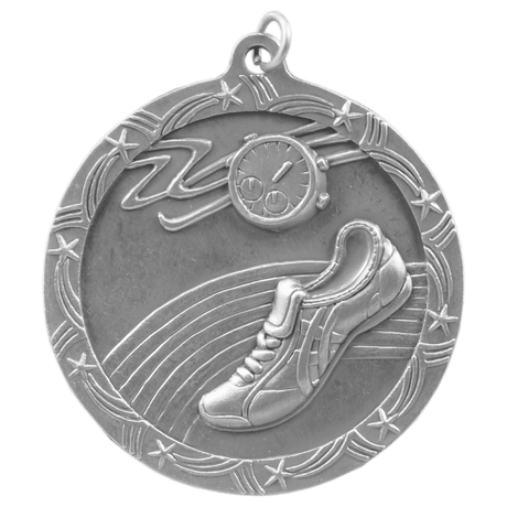 Antique Silver 2 1/2" Track Shooting Star Medal