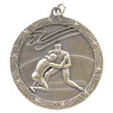 Antique Gold 2 1/2" Wrestling Shooting Star Medal