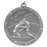 Antique Silver 2 1/2" Wrestling Shooting Star Medal