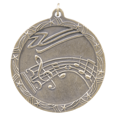 Antique Gold 2 1/2" Music Shooting Star Medal