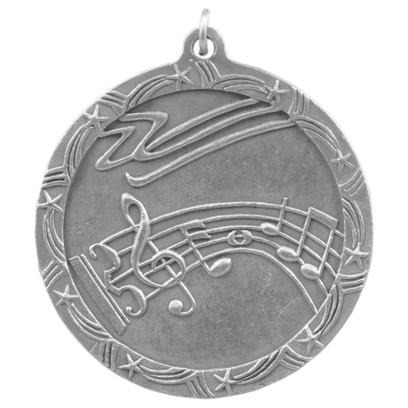 Antique Silver 2 1/2" Music Shooting Star Medal