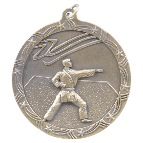Antique Gold 2 1/2" Martial Arts Shooting Star Medal