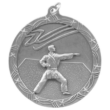 Antique Silver 2 1/2" Martial Arts Shooting Star Medal