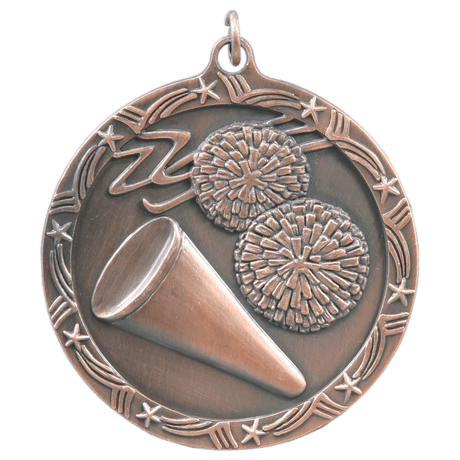 Antique Bronze 2 1/2" Cheer Shooting Star Medal