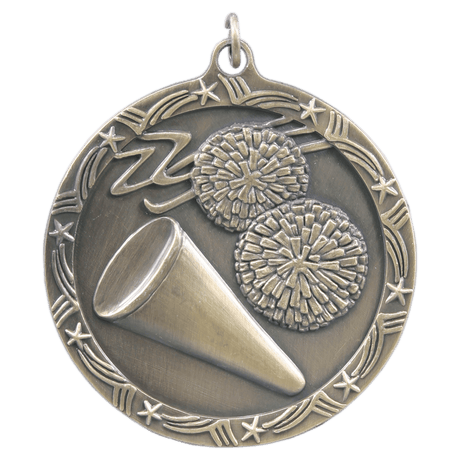 Antique Gold 2 1/2" Cheer Shooting Star Medal