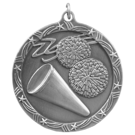 Antique Silver 2 1/2" Cheer Shooting Star Medal