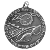 Antique Silver 2 1/2" Swimming Shooting Star Medal