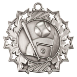 Antique Silver 2 1/4" Baseball/Softball Ten Star Medal