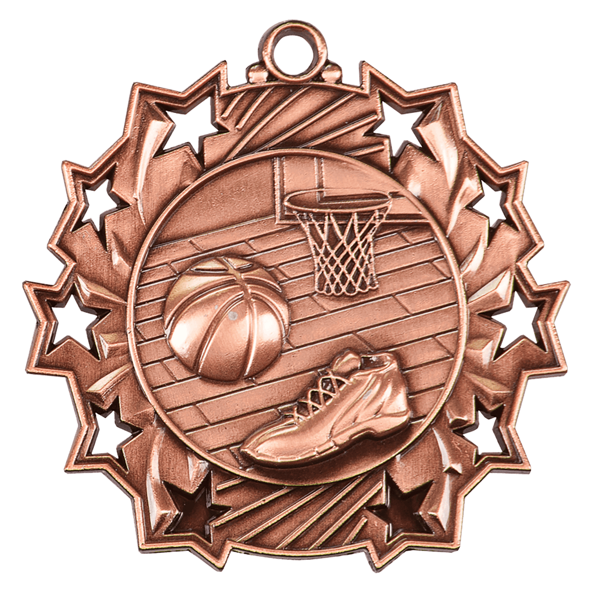2 1/4" Basketball Ten Star Medal
