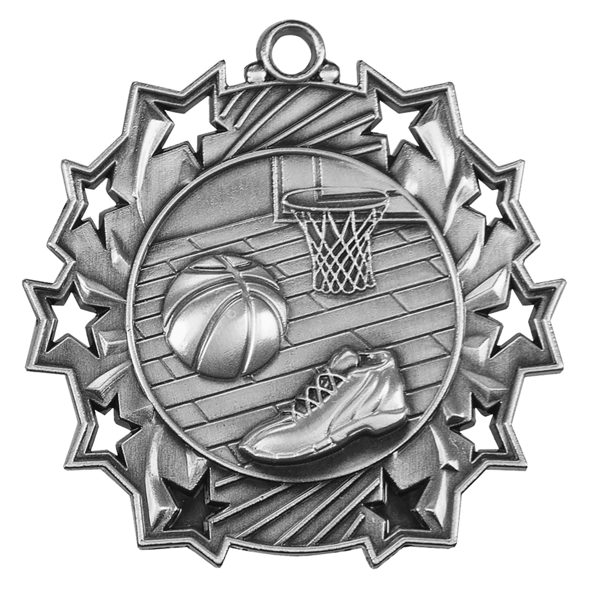 2 1/4" Basketball Ten Star Medal